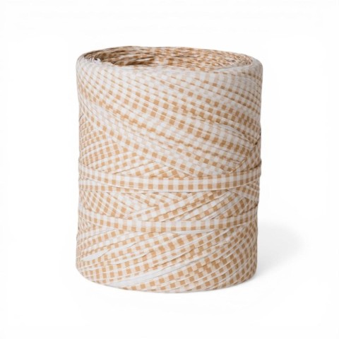 RAFFIA SPOLETTE 15MMX200M BEIGE BIANCO A QUADRI
